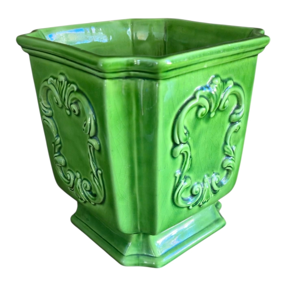 Vintage Italian Green Vase Or Planter Bassano ceramic - Picture 6 of 14